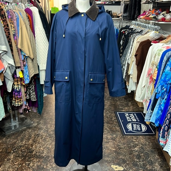 London fog, navy blue lined rain/ trenchcoat - Picture 1 of 11